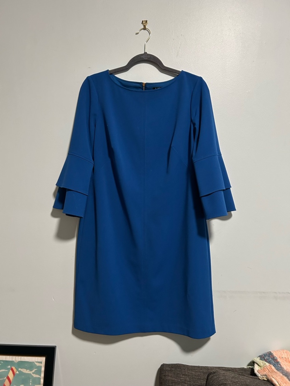 Ralph Lauren Cobalt Blue Tiered-Sleeve Midi Dress